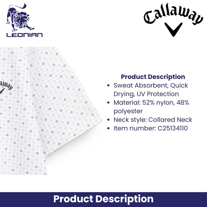 Callaway C25134110 Men's Short Sleeve Polo Shirt