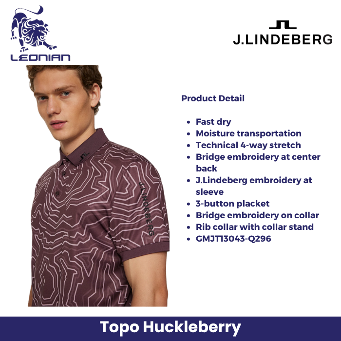 J.Lindeberg Tour Tech Print Polo Men's Golf Shirt
