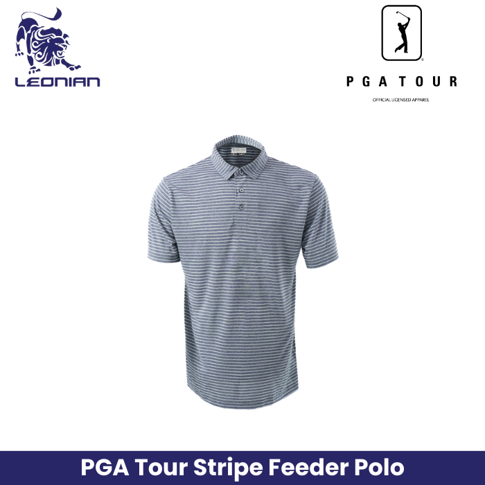 Kaos Tur PGA Polo Pengumpan Garis Heather 