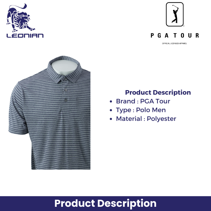 Kaos Tur PGA Polo Pengumpan Garis Heather 