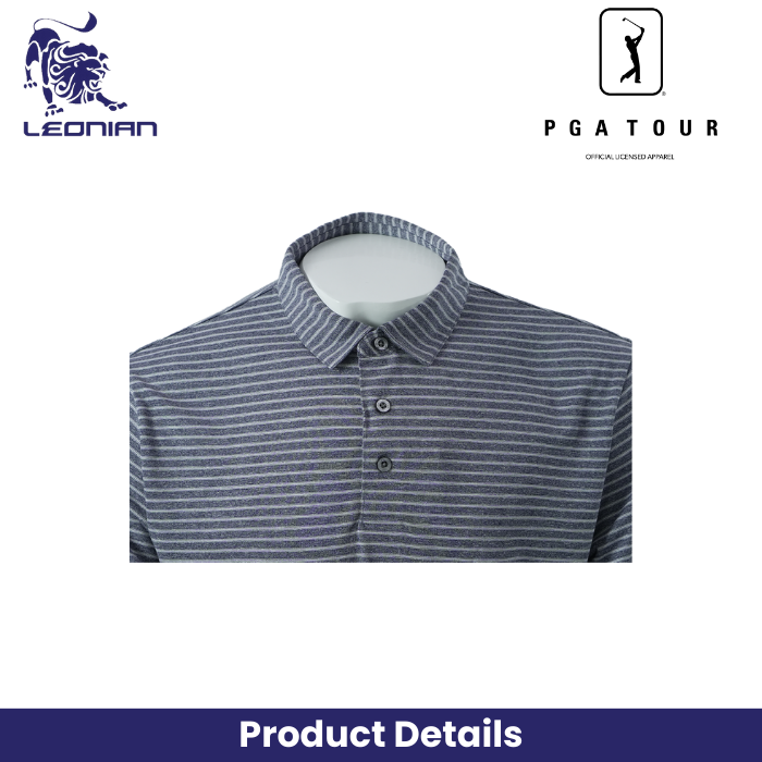 Kaos Tur PGA Polo Pengumpan Garis Heather 