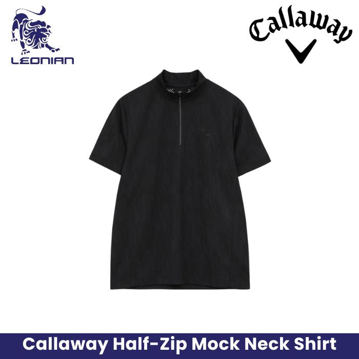 Callaway Jacquard Half-Zip Mock Neck Golf Polo Shirt