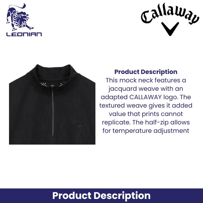 Callaway Jacquard Half-Zip Mock Neck Golf Polo Shirt