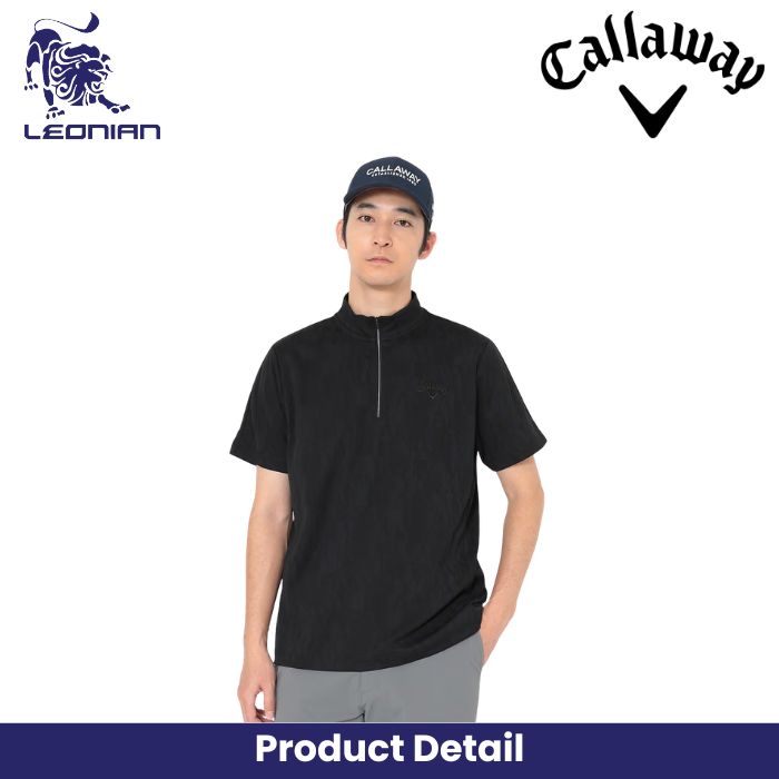 Callaway Jacquard Half-Zip Mock Neck Golf Polo Shirt
