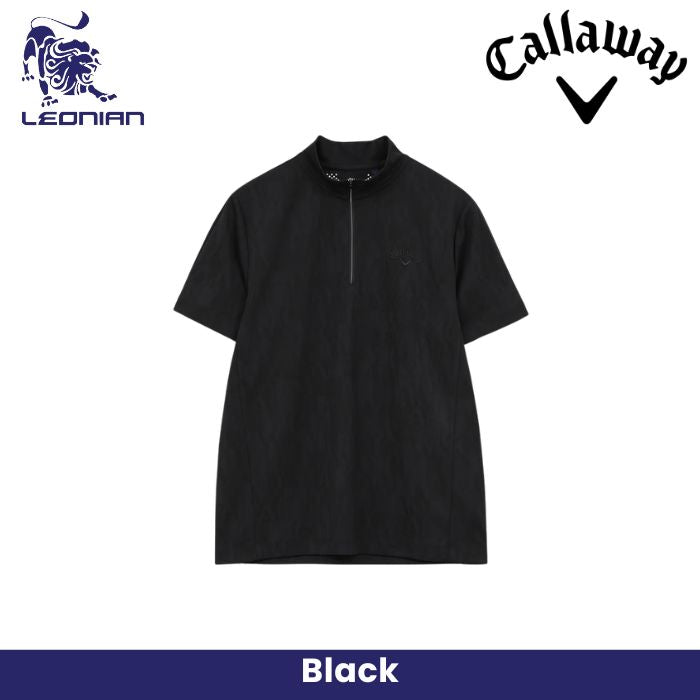 Callaway Jacquard Half-Zip Mock Neck Golf Polo Shirt