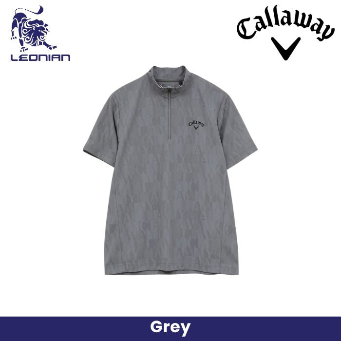 Callaway Jacquard Half-Zip Mock Neck Golf Polo Shirt