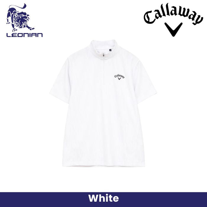 Callaway Jacquard Half-Zip Mock Neck Golf Polo Shirt