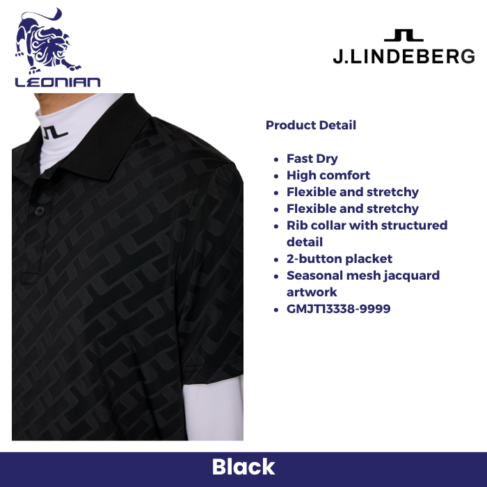 J.Lindeberg Bison Jacquard Polo Men's Golf Shirt