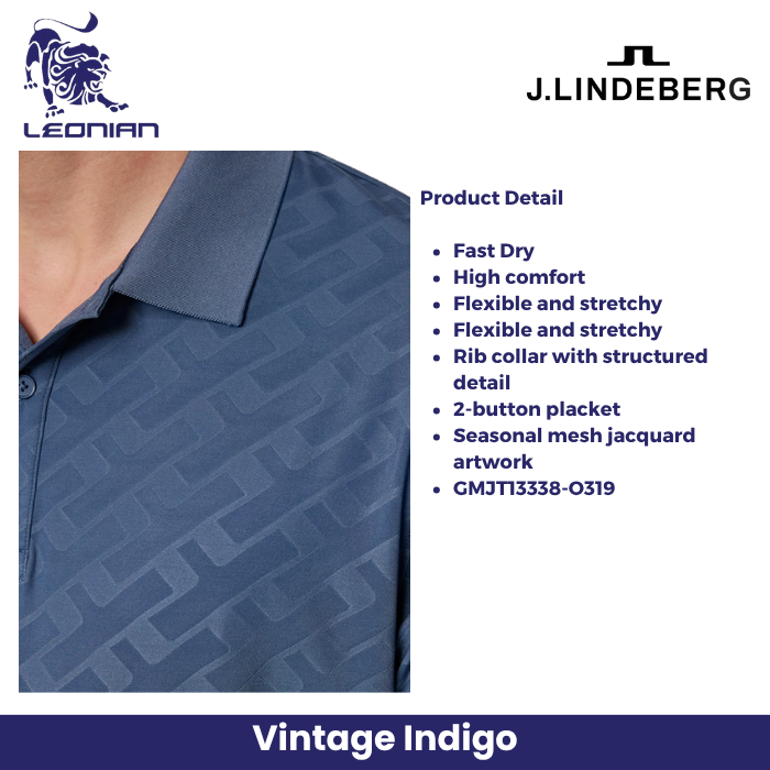 J.Lindeberg Bison Jacquard Polo Men's Golf Shirt