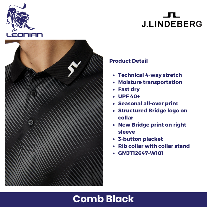 J.Lindeberg Heath Print Polo Men's Golf Shirt