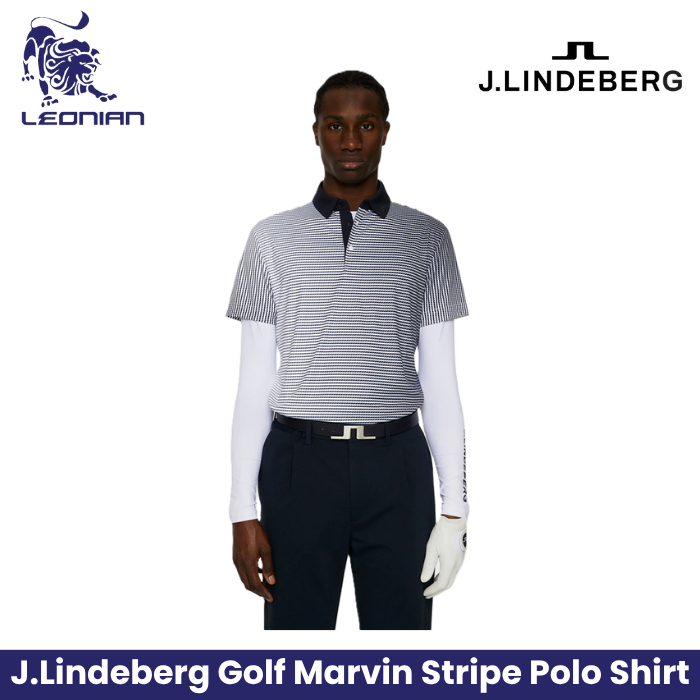 J.Lindeberg Marvin Stripe Polo Men's Golf Shirt