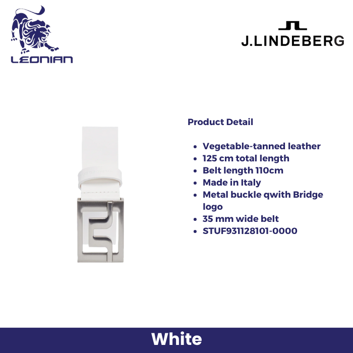 J.Lindeberg Slater 40 White Leather Belt