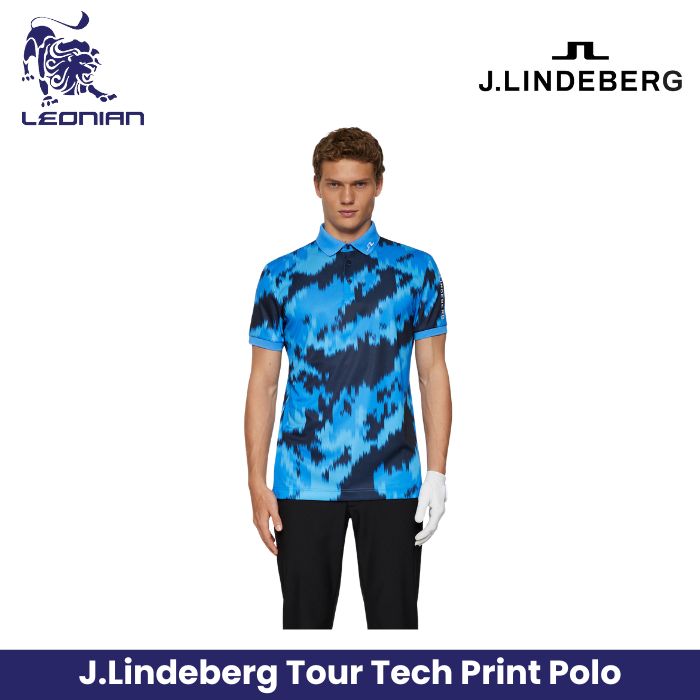 J.Lindeberg Tour Tech Print Polo Men's Golf Shirt