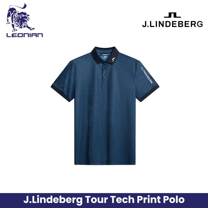 J.Lindeberg Tour Tech Print Polo Men's Golf Shirt