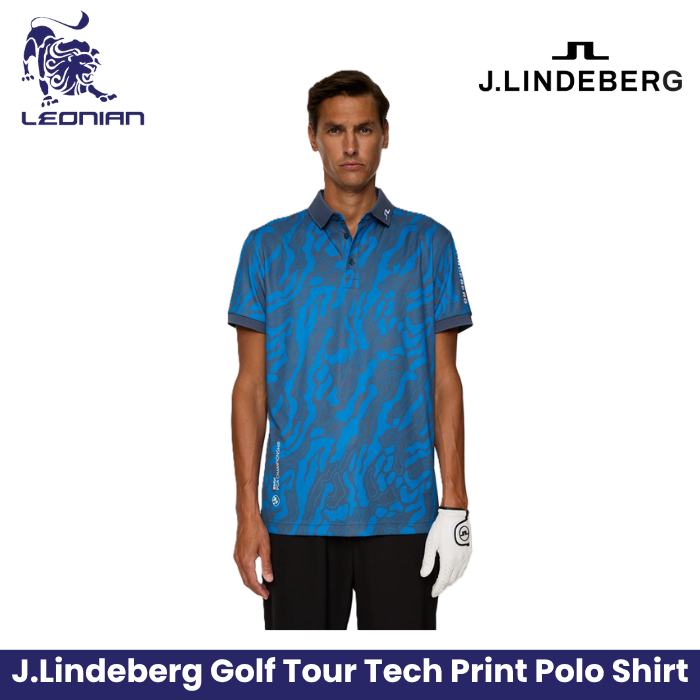 J.Lindeberg Tour Tech Print DPWT Men's Golf Shirt