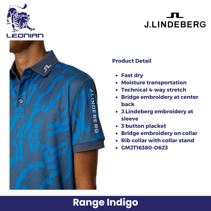 J.Lindeberg Tour Tech Print DPWT Men's Golf Shirt