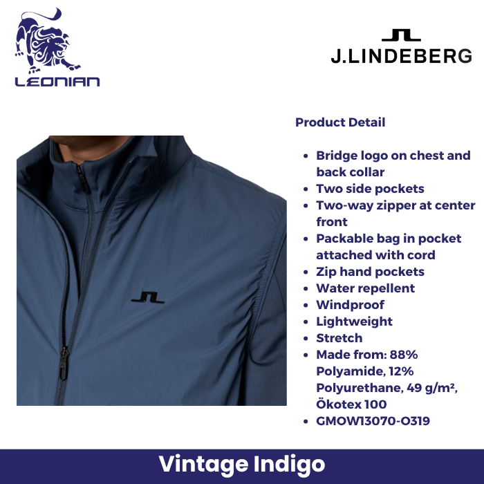 J Lindeberg Vest Ash Light Packable