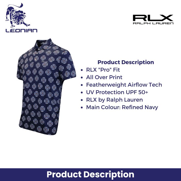 RLX Ralph Lauren Featherweight Airflow Golf Ball Print Men's Golf Polo Shirt