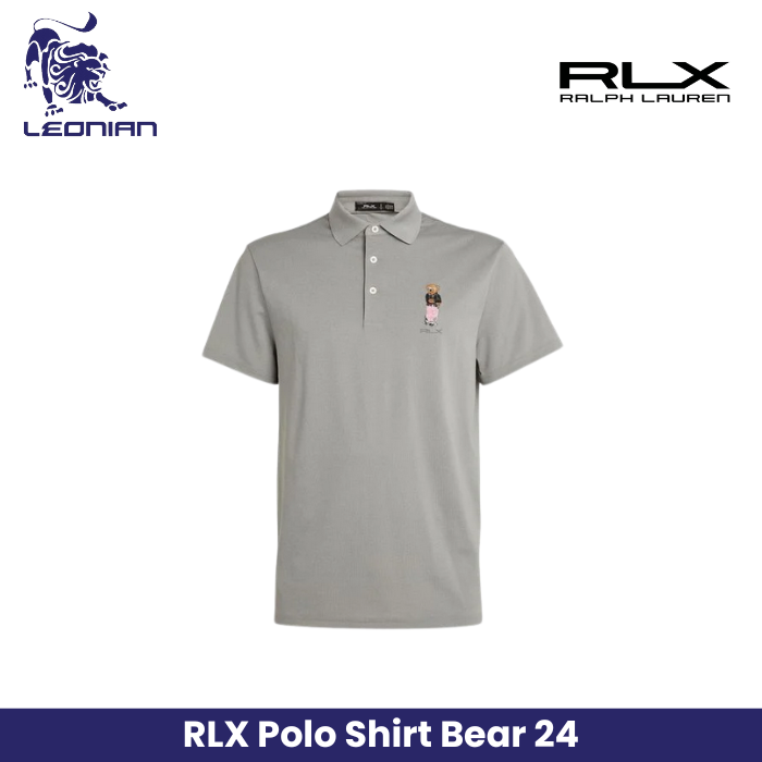 RLX Ralph Lauren Men's Grey Golf Polo Bear Polo Shirt