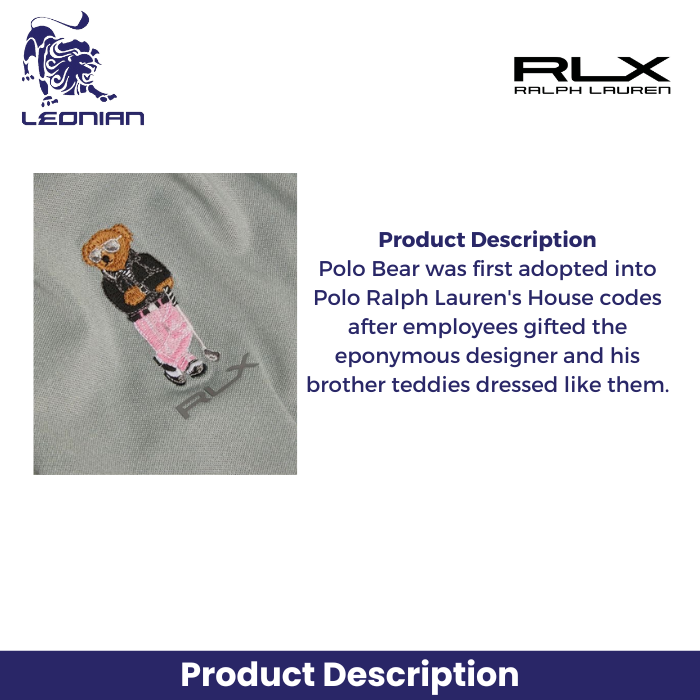 RLX Ralph Lauren Men's Grey Golf Polo Bear Polo Shirt