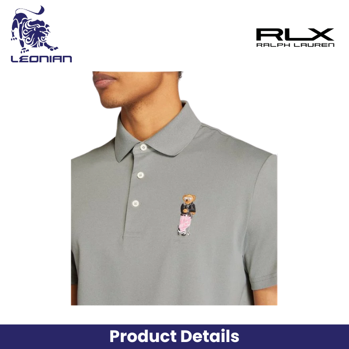 RLX Ralph Lauren Men's Grey Golf Polo Bear Polo Shirt