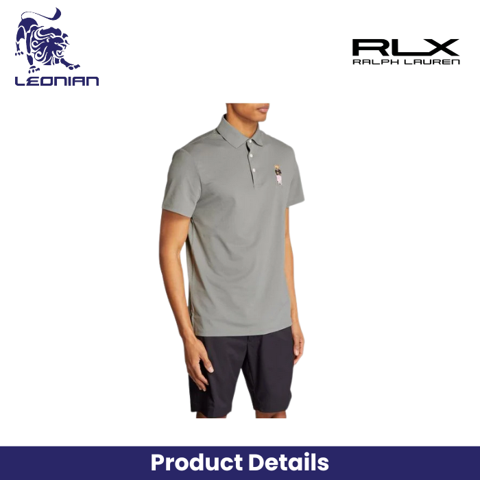 RLX Ralph Lauren Men's Grey Golf Polo Bear Polo Shirt