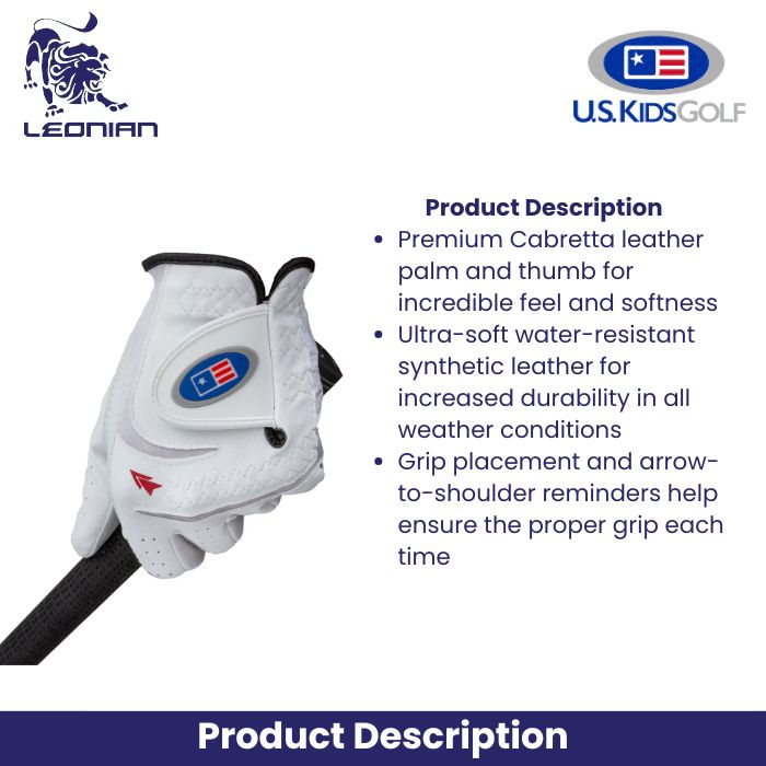 US Kids Left Hand Golfer Good Grip Glove